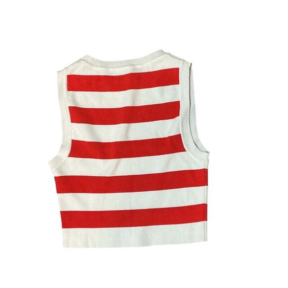 ZARA Cropped Knit Tank Top Sleeveless Stripped Light Blue/Red 2 Pc Bundle Size S - Picture 4 of 9